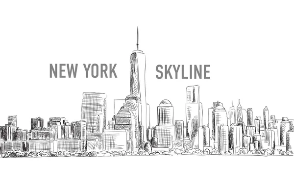 New York city, vector drawing in sketch outline style Rechtenvrije Stockvectors