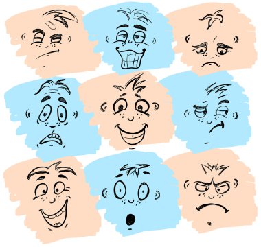 Set of hand drawn different emotions clipart