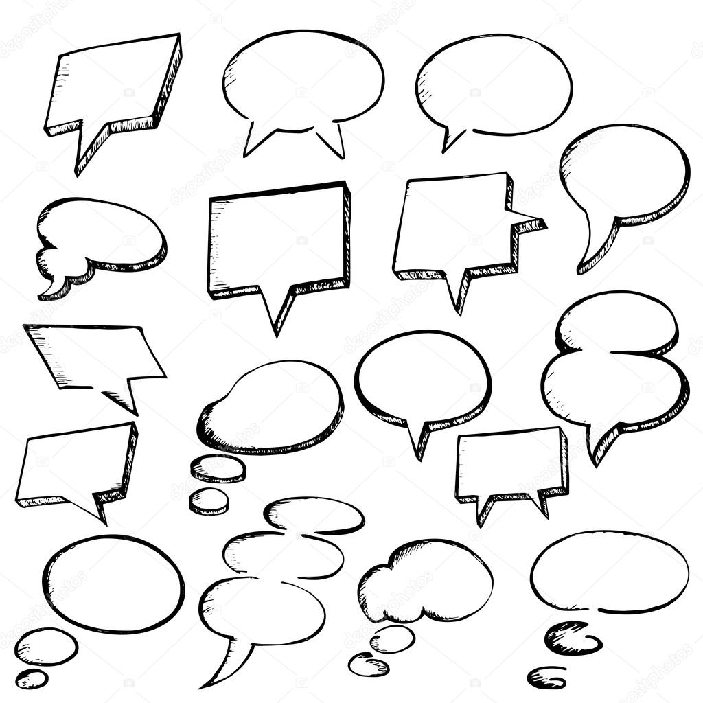 Set of Hand Drawn Speech Bubbles