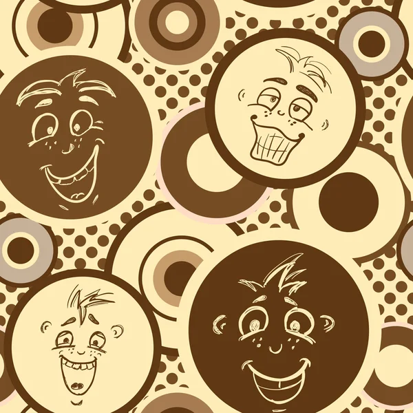 Seamless brown texture pattern with happy emotions — 图库矢量图片