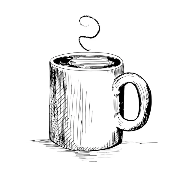 Tazza tirata a mano di caffè o tè — Vettoriale Stock