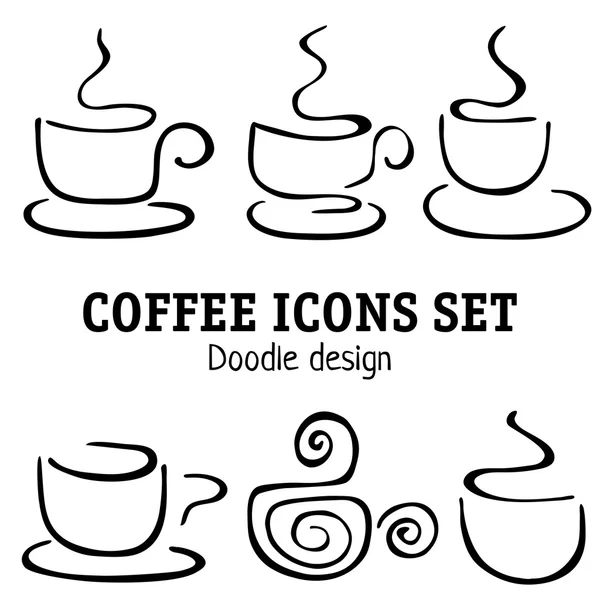 Doodle elementi di design tazze di caffè — Vettoriale Stock