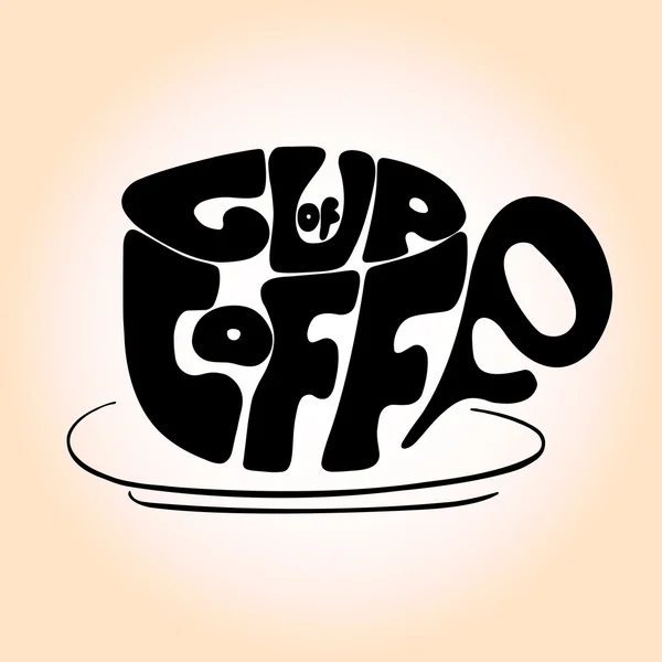 Copo desenhado à mão letras pretas com a frase 'Cup of coffee' — Vetor de Stock