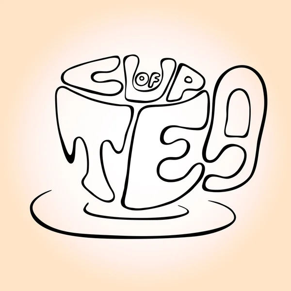 Tazza da poster disegnata a mano con scritta 'Cup of tea' — Vettoriale Stock