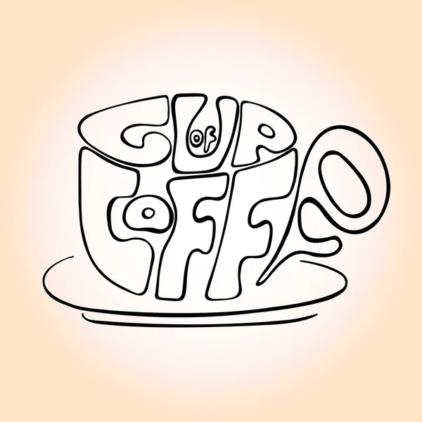 Tazza per poster disegnata a mano con scritta 'Tazza di caffè' — Vettoriale Stock