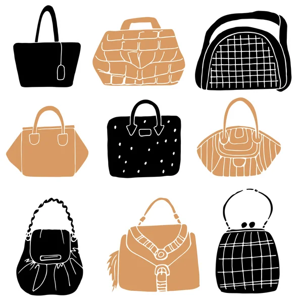Ensemble de collection colorée de sacs de mode femme — Image vectorielle