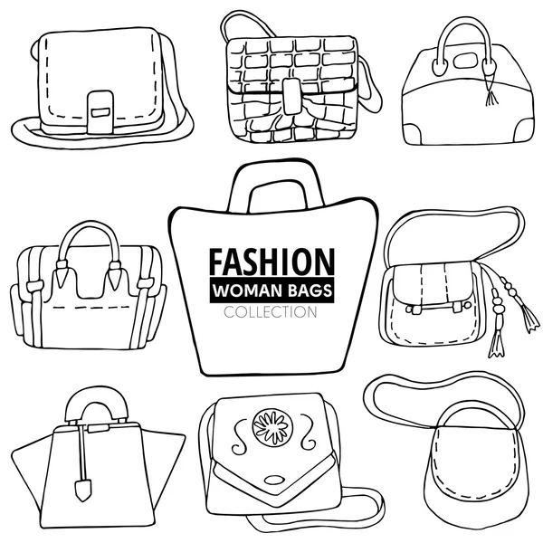 Zestaw kolekcja torby moda kobieta — Wektor stockowy