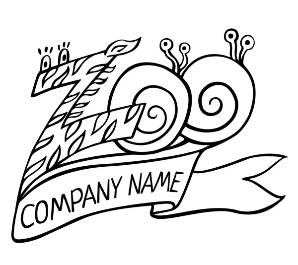 Zoo logo or label with ribbon and title 'Company name' — ストックベクタ
