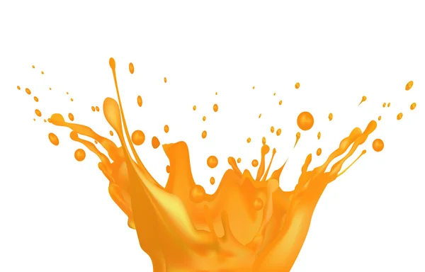 Orange juice splash isolated on white background — Stock Vector