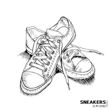 Hand drawn Fashion sneakers with title 'Sneakers is my shoes'