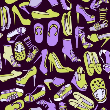 Mor ve yeşil renklerde Dikişsiz desen kadın ayakkabı