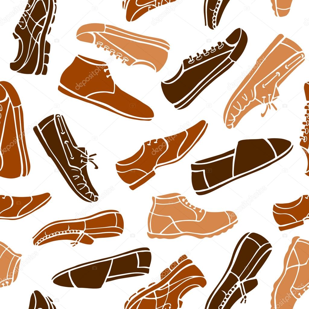 Seamless pattern men's shoes in brown and beige colors