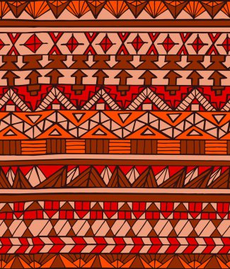 Elle çizilmiş Aztek geometrik renkli seamless modeli