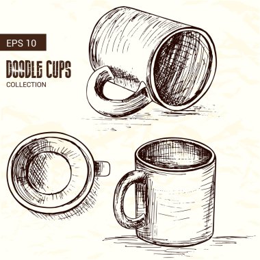 Üç görünüm bardak el çekilmiş