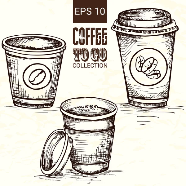 El çekilmiş kahve fincan — Stok Vektör