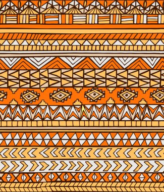 Elle çizilmiş turuncu soyut Aztek maya geometrik seamless modeli
