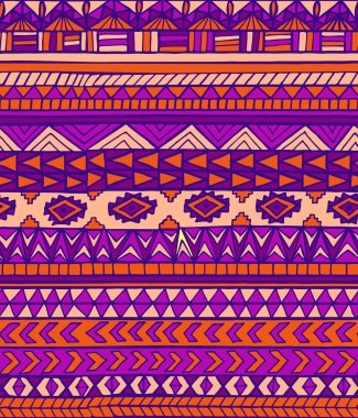 Elle çizilmiş mor soyut Aztek maya geometrik seamless modeli