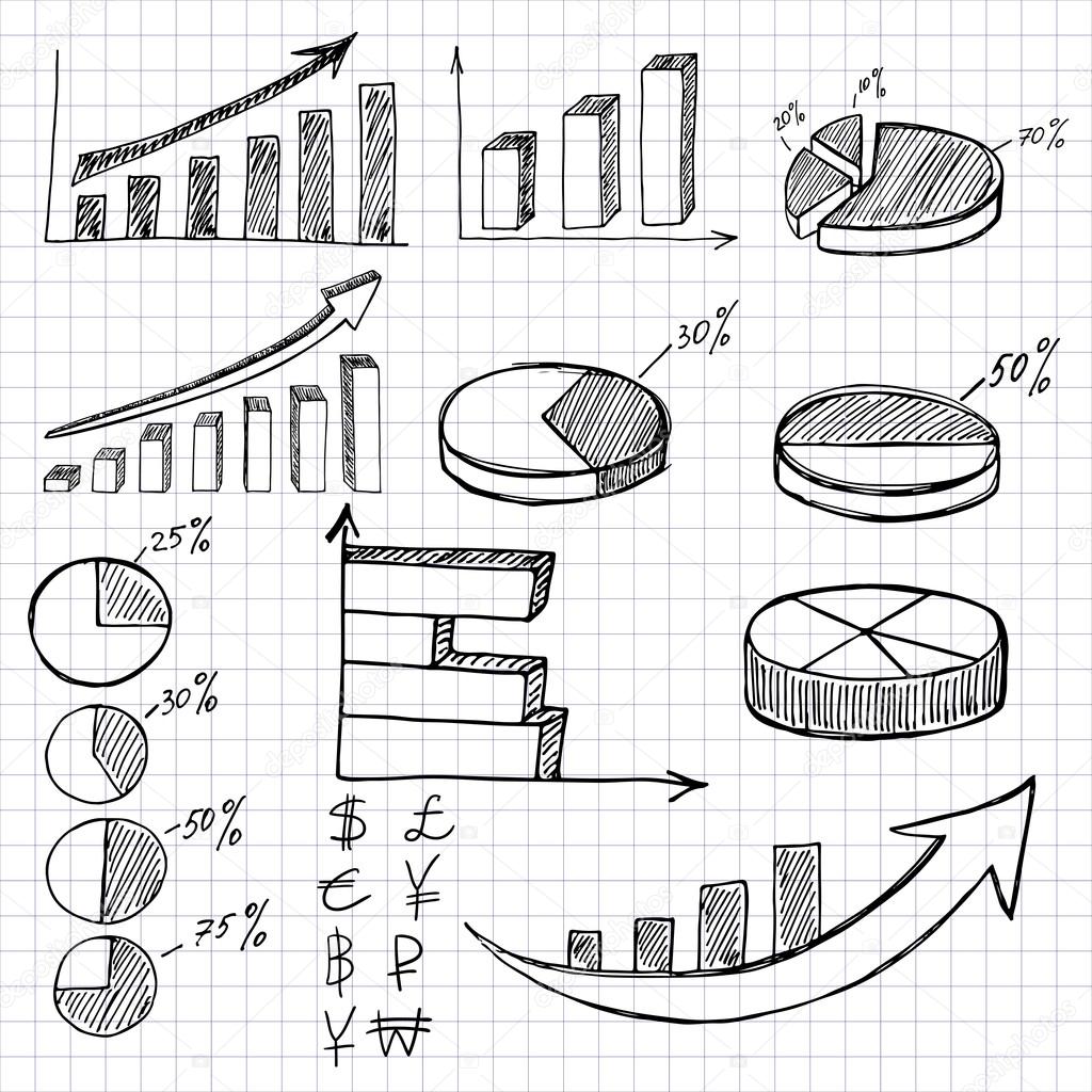 Hand drawn business infographics finance elements