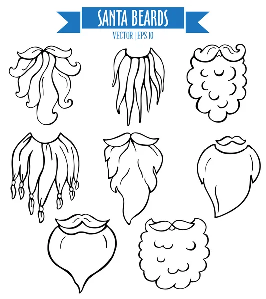 손으로 그린 산타 수염과 턱수염 — 스톡 벡터