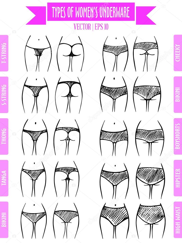 Hand drawn types of women's panties Stock Vector by ©cherryka25 92685246