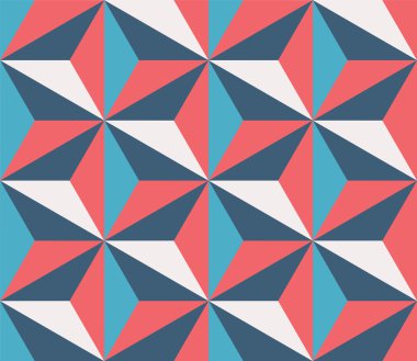 3D kırmızı ve mavi soyut seamless modeli yıldız ile vektör