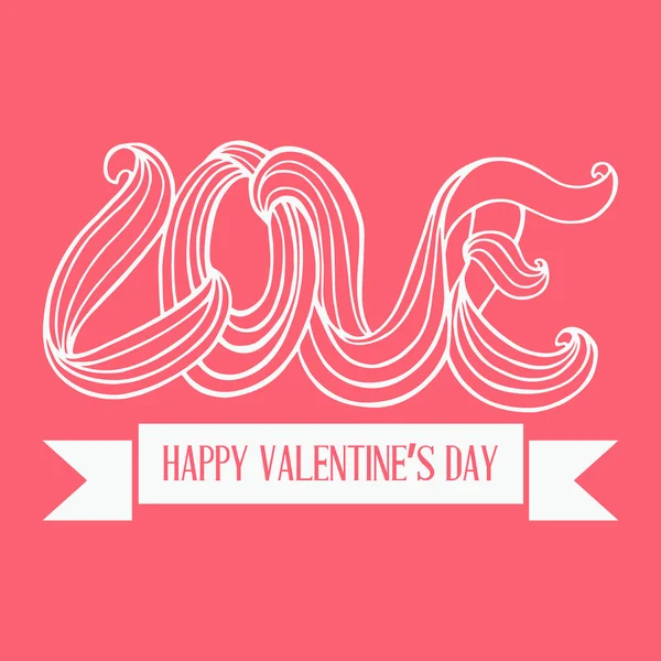 Happy valentines day card with doodle love word — Stock Vector