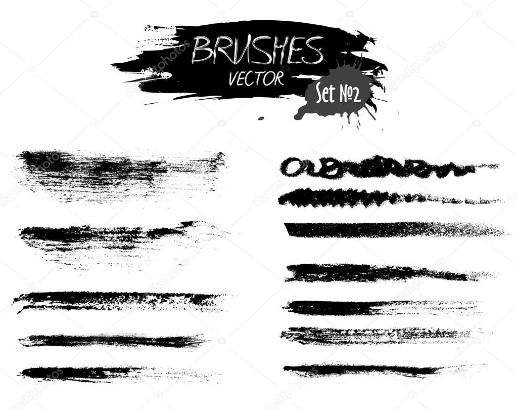 Set two of grunge vector ink strokes or brushes