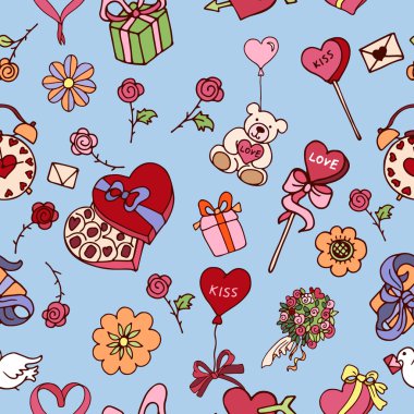 Seamless pattern for valentines day in multicolored