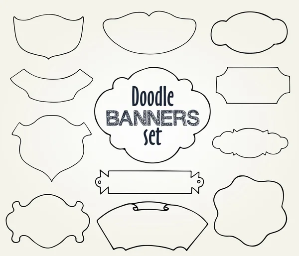 Vector Collection of black contour Style Banners, set one — Stockvector