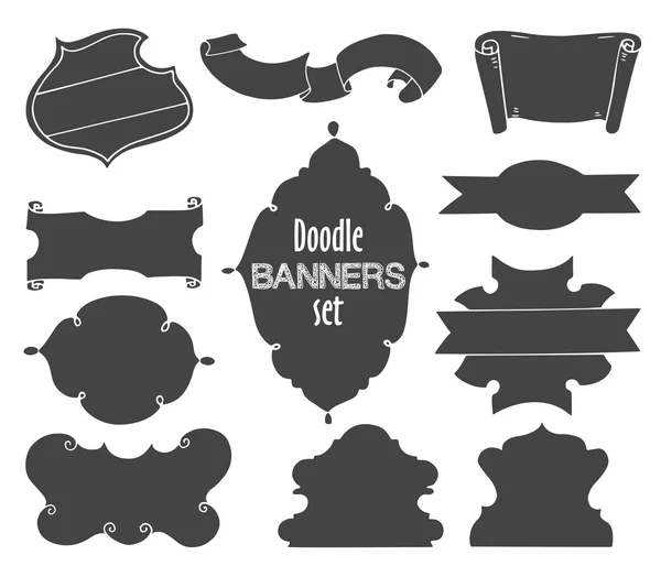 Cute black doodle frames, set two — Stock Vector