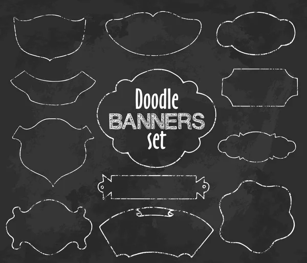 Vector Collection of Chalk contour Style Banners, set one — Stock Vector