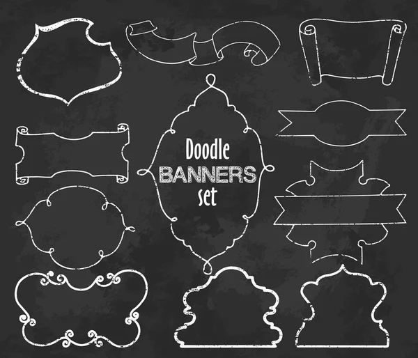 Vector Collection of Chalk contour Style Banners, set two — Stock Vector