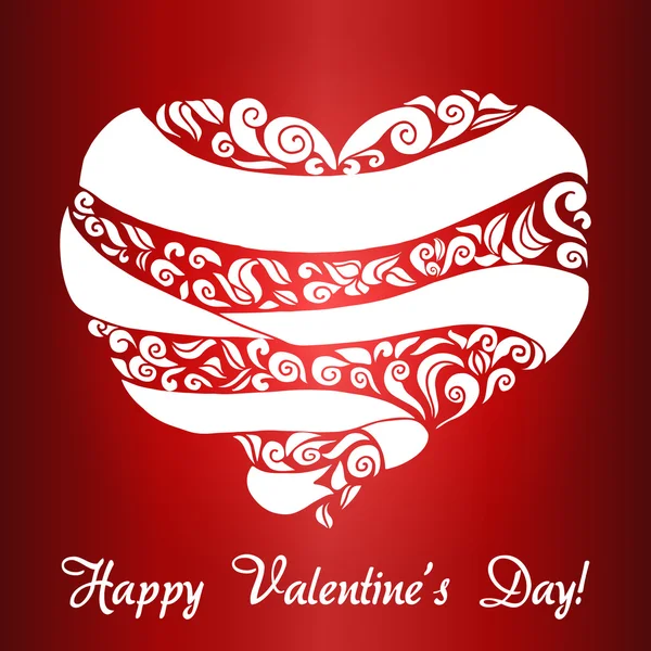 Valentines Day postcard design. Vector template of invitation on red — Διανυσματικό Αρχείο