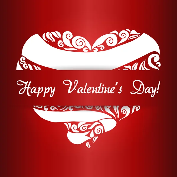 Valentines Day postcard design. Vector template of invitation on red — Διανυσματικό Αρχείο