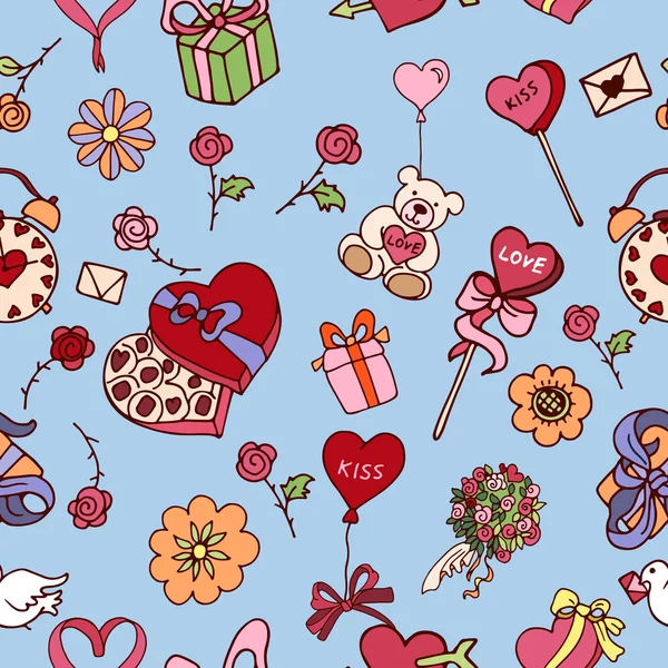 Modèle sans couture pour la Saint-Valentin en multicolore — Image vectorielle