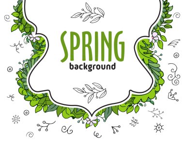 White doodle banner with text and floral composition from above