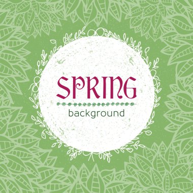 Beyaz yeşil çiçek arka plan karede daire doodle