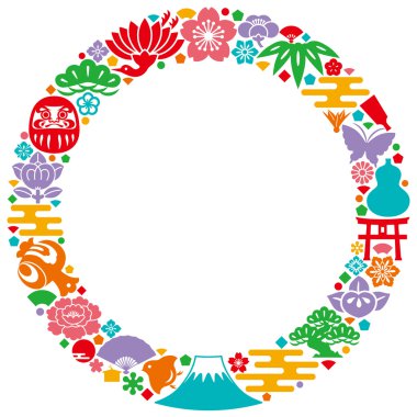 Japon renkli simgeler daire.