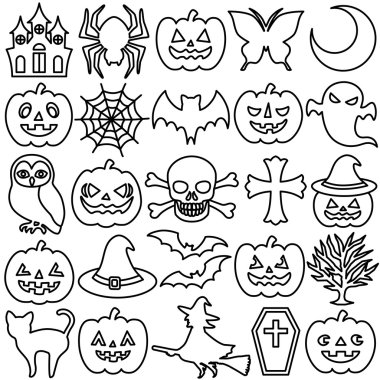 Cadılar Bayramı çizgi simgeler.