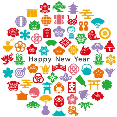 renkli Japon simgeler daire.