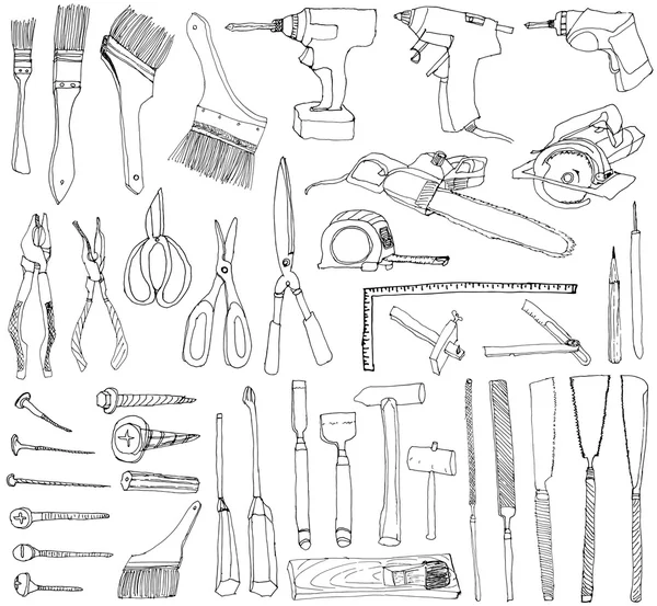 Набор инструментов DIY. doodles . — стоковый вектор