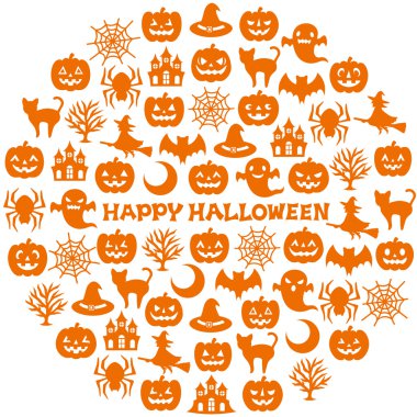 Cadılar Bayramı simgeleri ile daire.