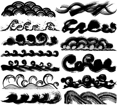 sea spray. brush stroke illustrations. hand drawn shapes. clipart