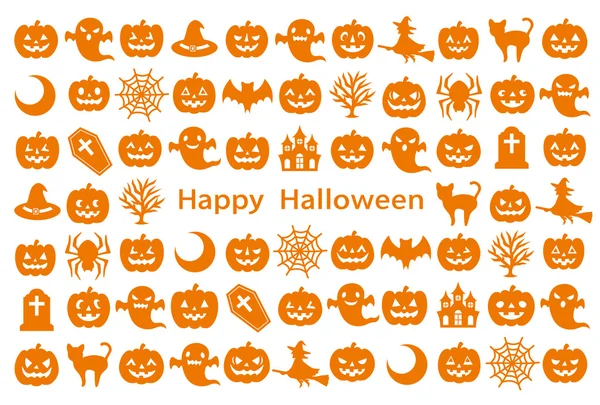 Kaart met Halloween pictogrammen. — Stockvector