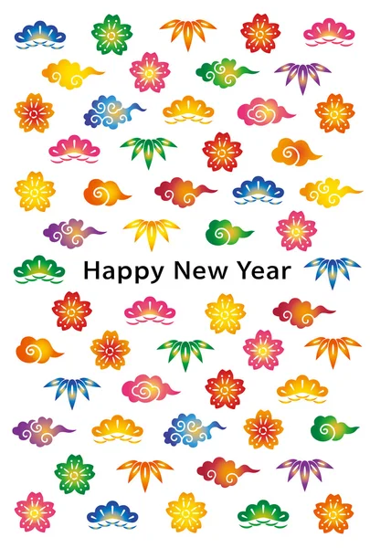 Carte de nouvel an avec design traditionnel japonais . — Image vectorielle
