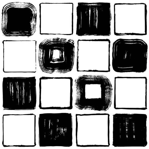 Набір квадратів штрихування пензля. ілюстрації, намальовані вручну . — стоковий вектор
