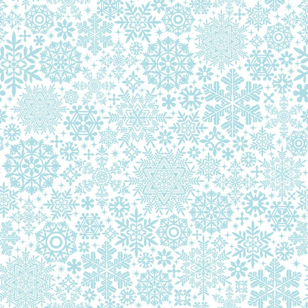 Blue Background Snow Crystals Doilies Seamless Pattern — Stock Vector