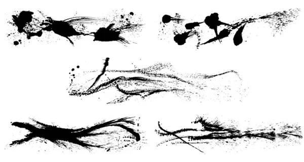 Respingo Tinta Conjunto Ondas Salpicadas Pincelada Ilustração —  Vetores de Stock