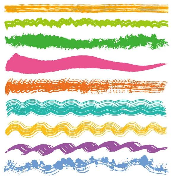 Sea Spray Brush Stroke Waves Line Set — Stock Vector