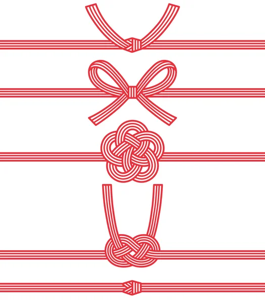 Mizuhiki: cordón japonés decorativo hecho de papel retorcido . — Vector de stock